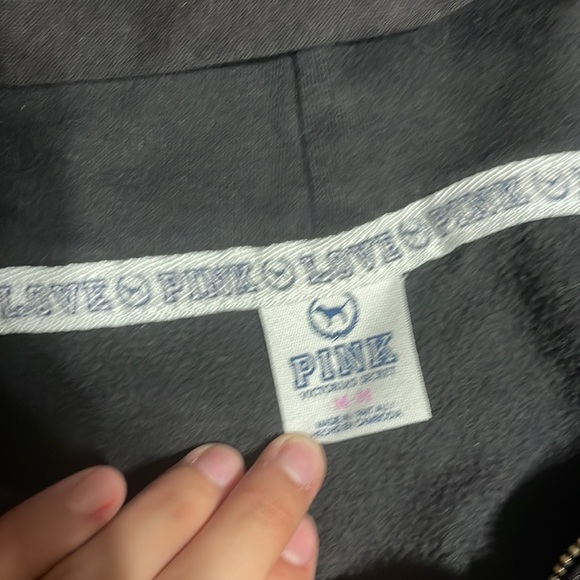 PINK black zip up jacket neck drawstring missing. - Picture 3 of 3